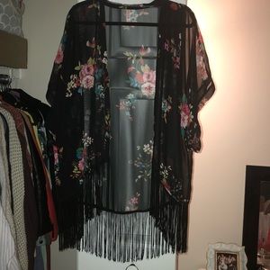 Floral Fringe Kimono